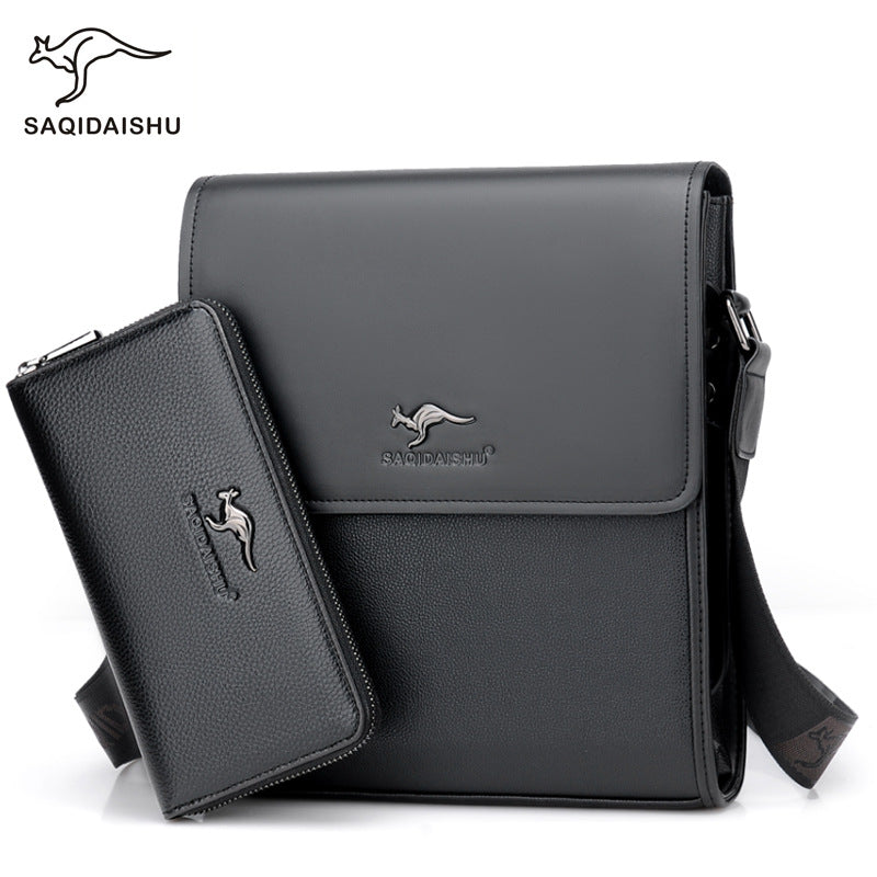 Men's Kangaroo Horizontal Vertical Flip Business Trendy Men's Shoulder Bags