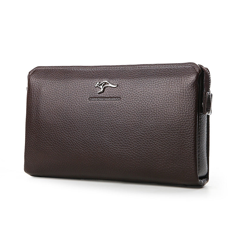 Men's Leather Business Clutch Cowhide Large Capacity Handbags