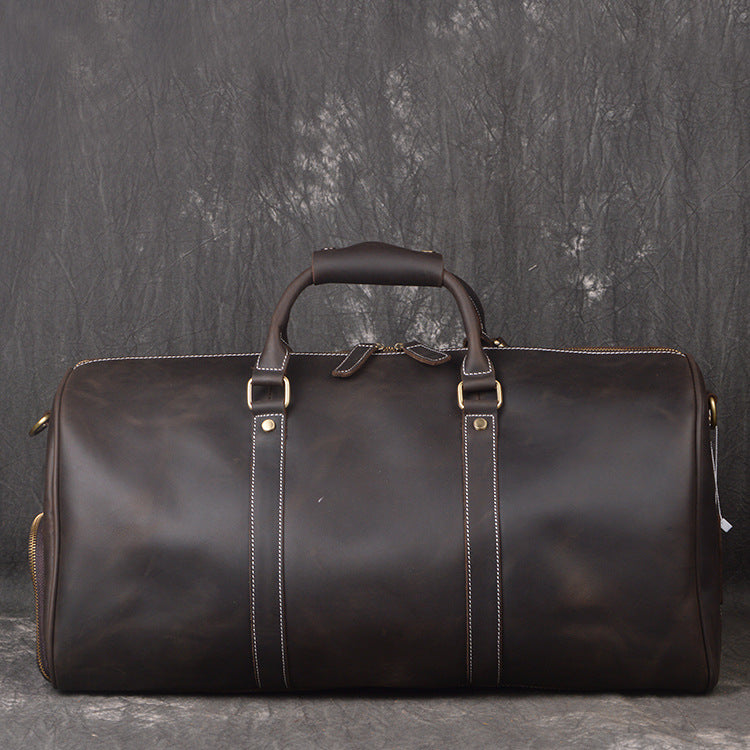 Women's & Men's Layer Cowhide Portable Crazy Horse Leather Large Travel Bags