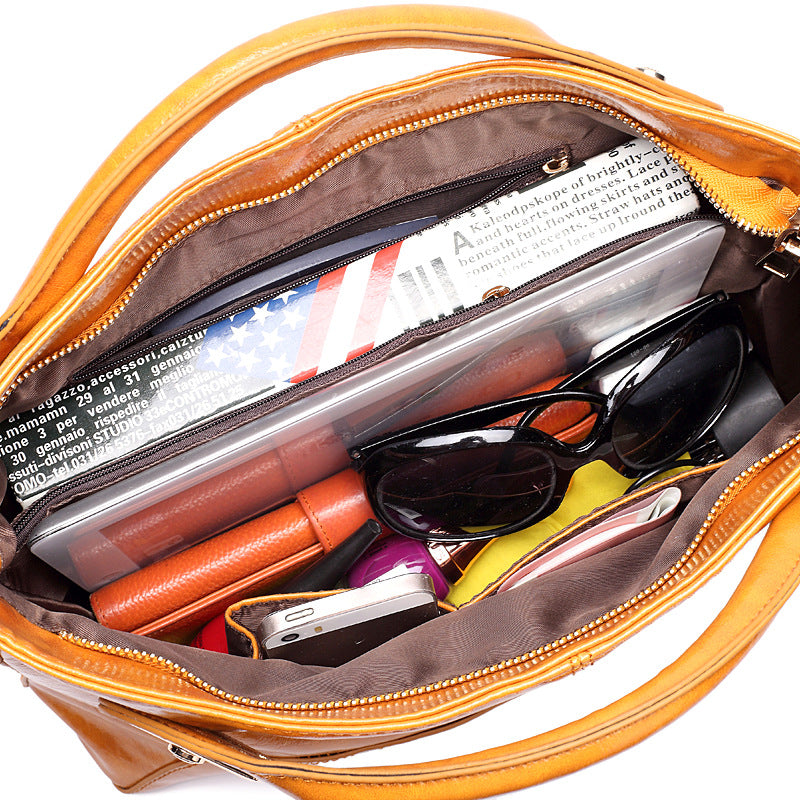 Women's Retro Oil Wax Leather Soft Bags