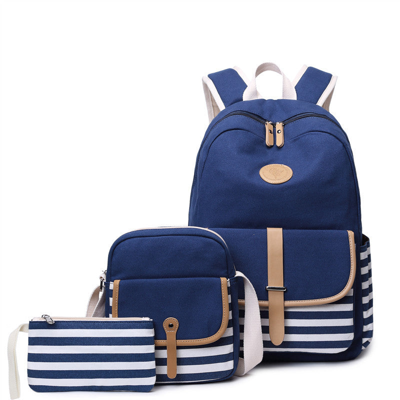 Women's Trendy Canvas Printed Striped Computer Backpacks