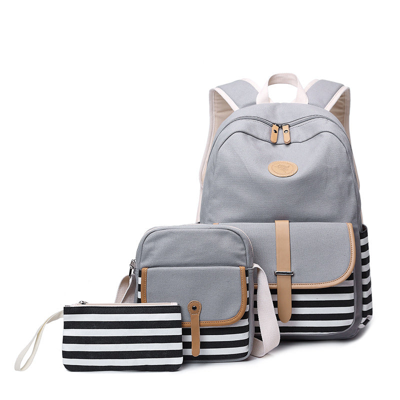 Women's Trendy Canvas Printed Striped Computer Backpacks