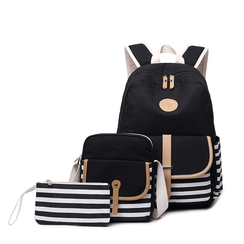 Women's Trendy Canvas Printed Striped Computer Backpacks