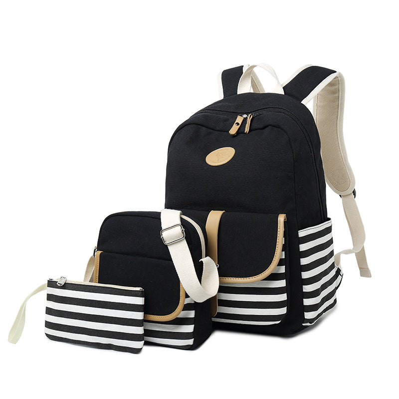 Women's Trendy Canvas Printed Striped Computer Backpacks