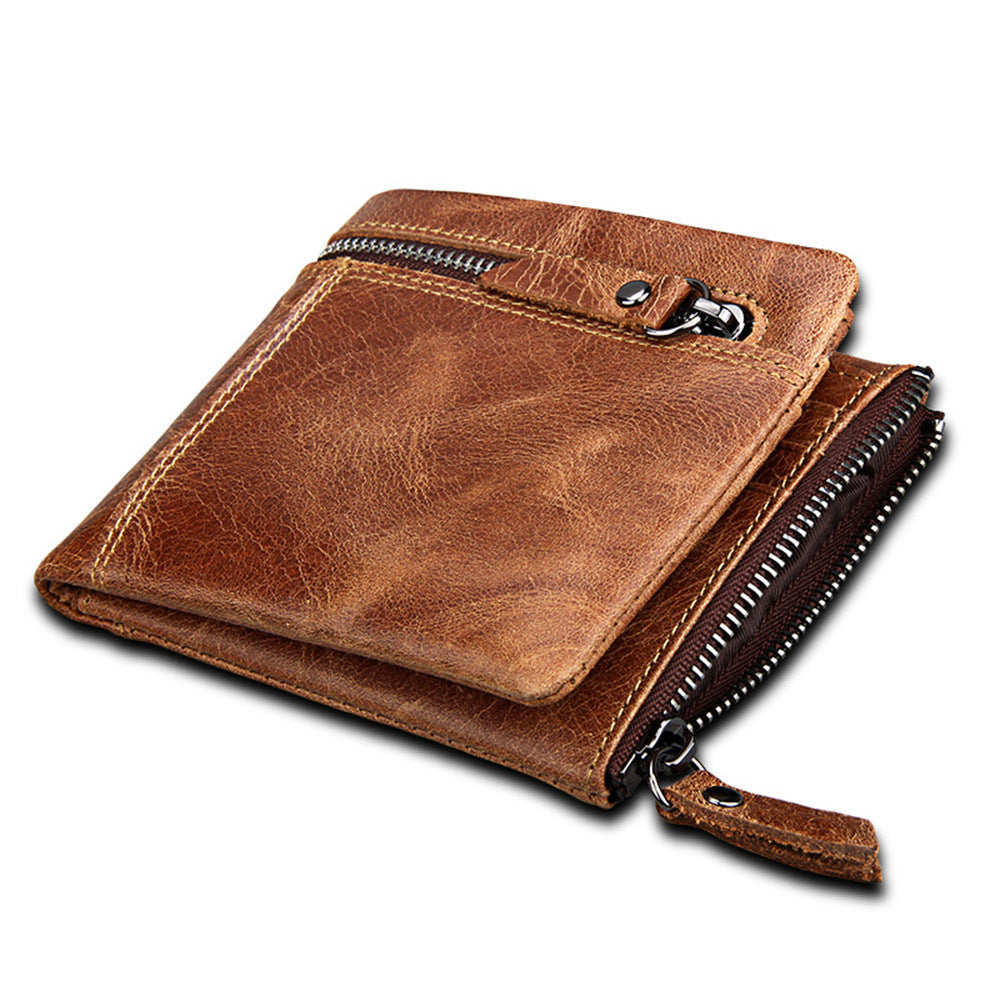 Men's Genuine Leather Swiping Crazy Horse Men's Wallets
