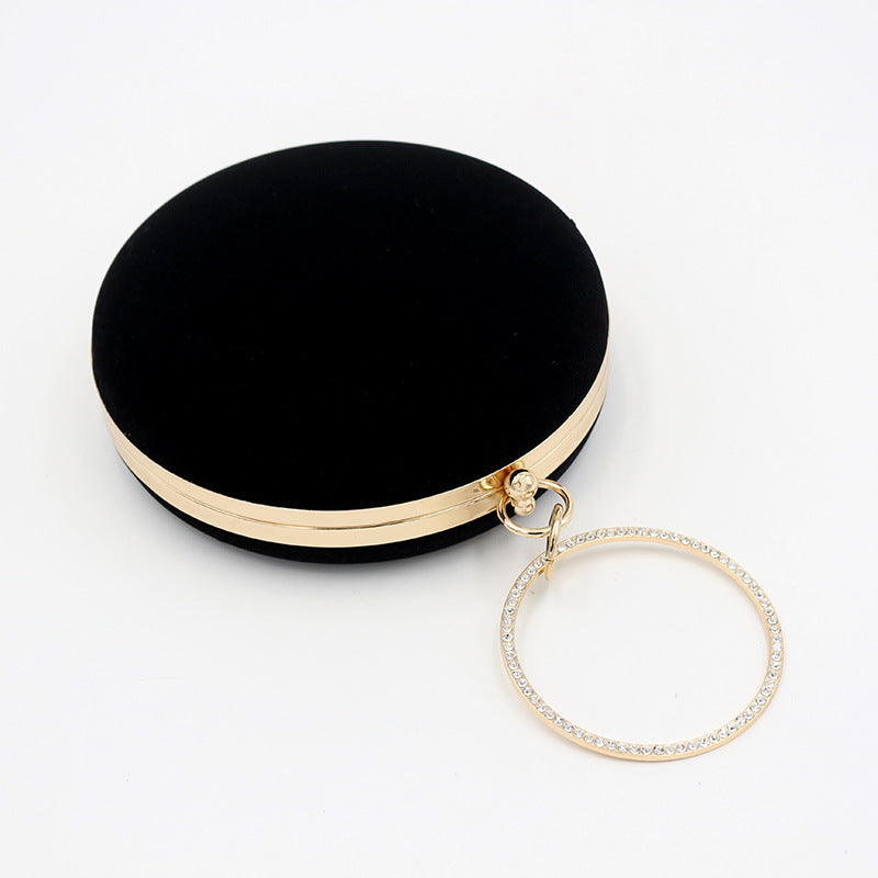 Women's Round Dinner Diamond Veet Clutch Evening Bags