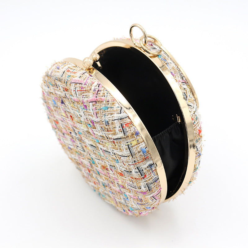 Women's Style Dinner Round Woolen Clutch Grade Evening Bags