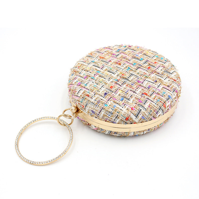 Women's Style Dinner Round Woolen Clutch Grade Evening Bags
