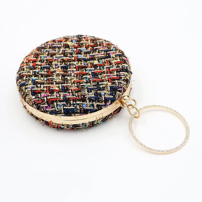 Women's Style Dinner Round Woolen Clutch Grade Evening Bags