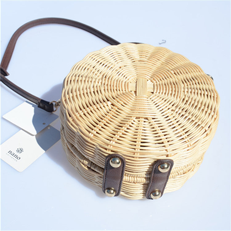 Women's Rattan Round Cake Straw Beach Woven Crossbody Bags