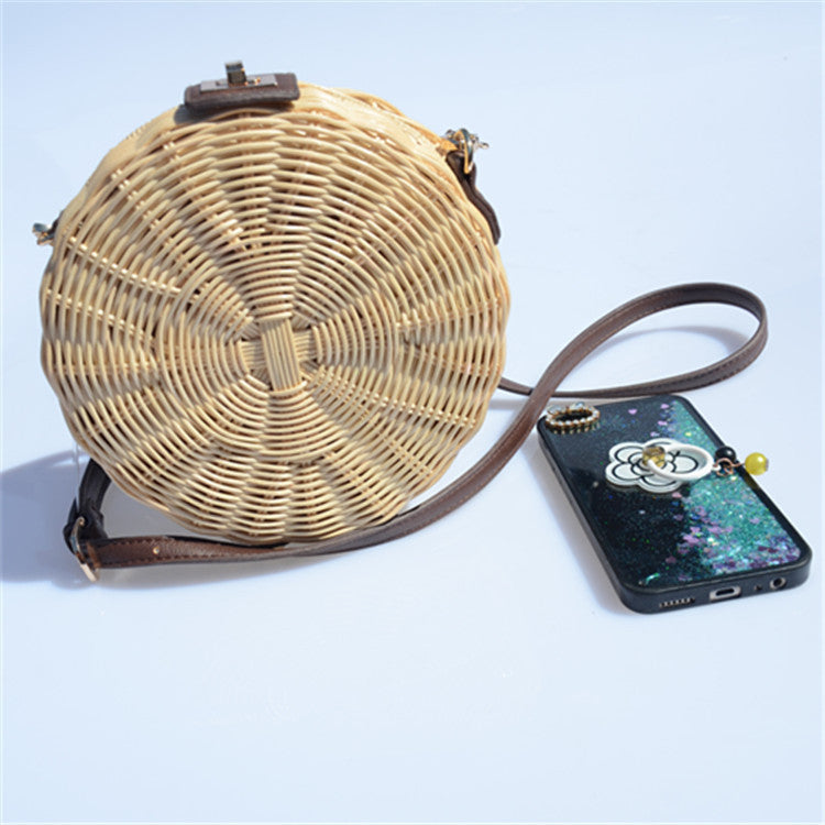 Women's Rattan Round Cake Straw Beach Woven Crossbody Bags