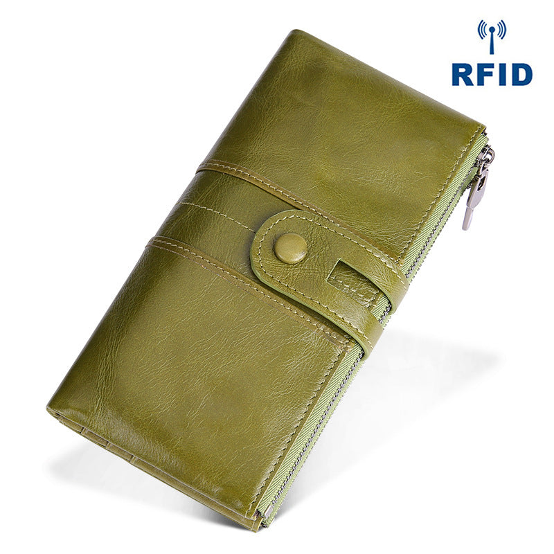 Women's Retro Fashion Leather Long Cowhide Mobile Ladies Wallets