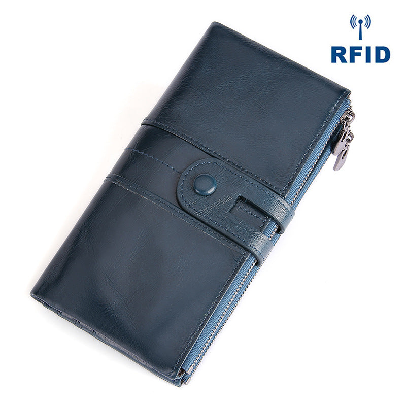 Women's Retro Fashion Leather Long Cowhide Mobile Ladies Wallets