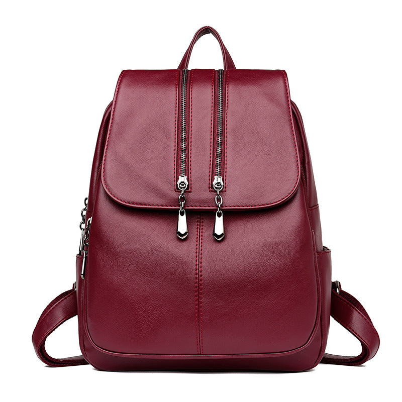 Women's Korean Fashionable Soft Leather Fashion Mom Backpacks