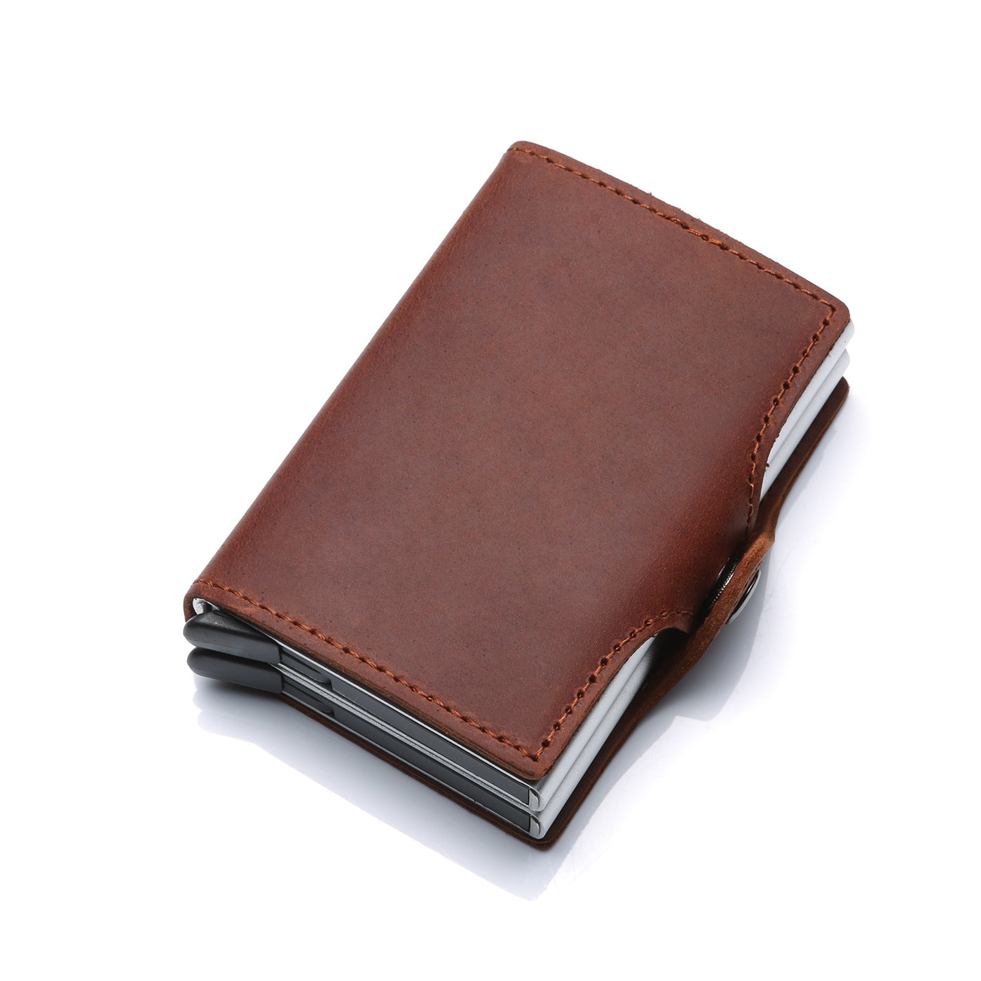 Distribution Aluminum Alloy Elastic Leather Metal Card Holder