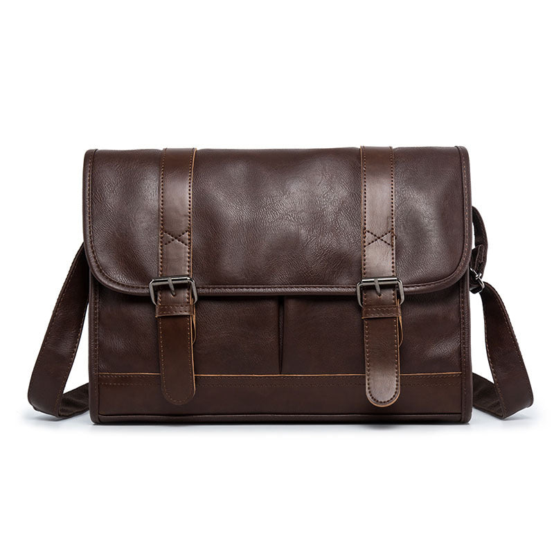 Men's Retro Imitation Leather One Zipper Pouch Men's Messenger Bags