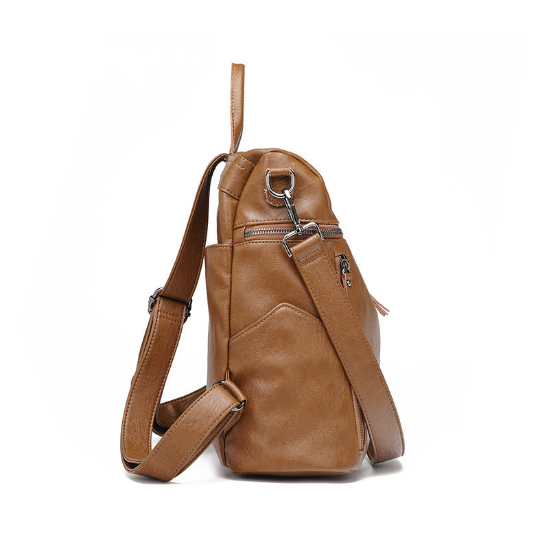 Women's Slouchy Fashionable Cowhide Soft Leather Backpacks