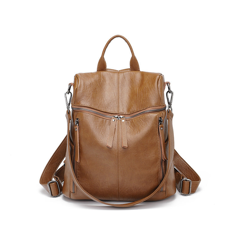 Women's Slouchy Fashionable Cowhide Soft Leather Backpacks