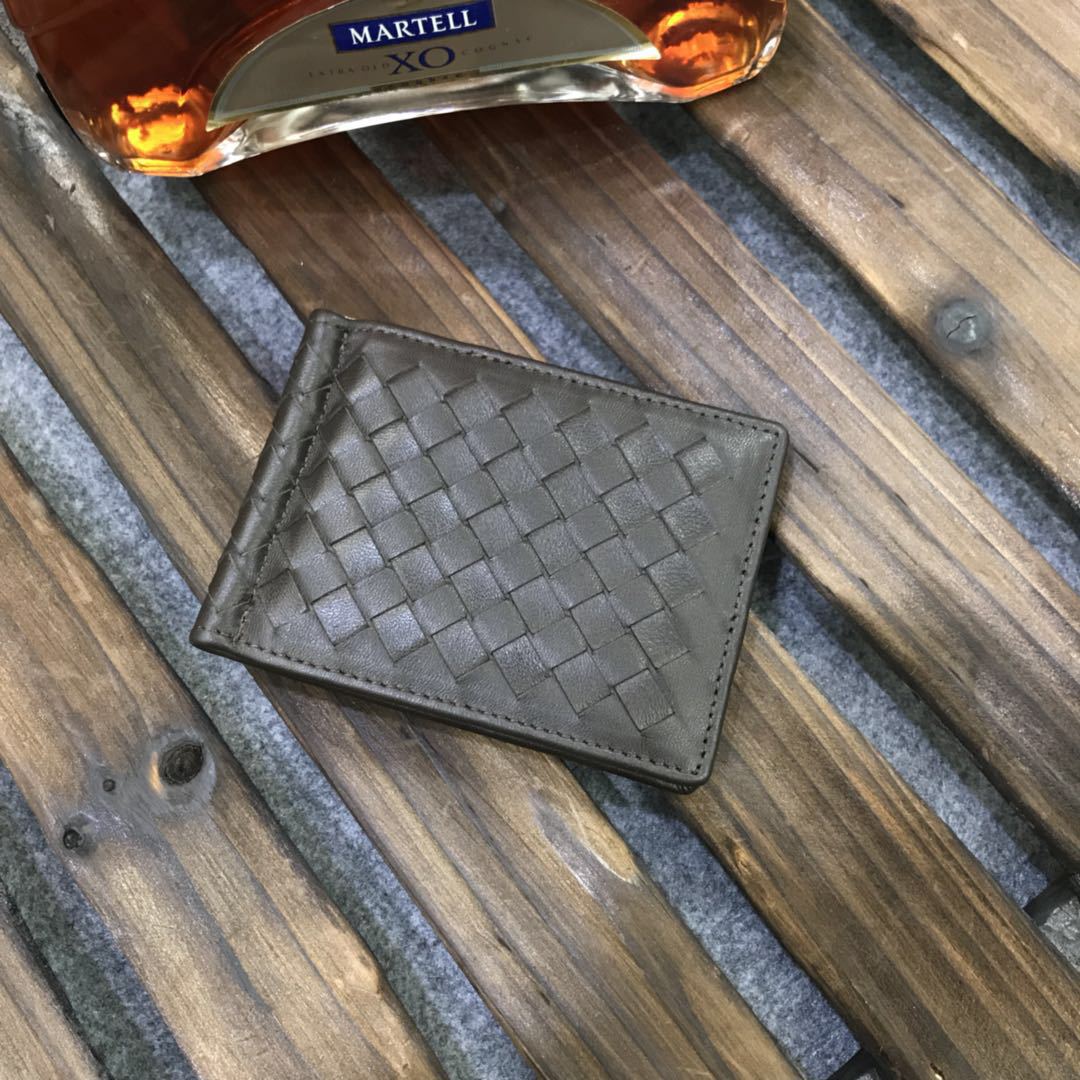Men's Sheepskin Hand-woven Beauty Clip Short Document Men's Wallets