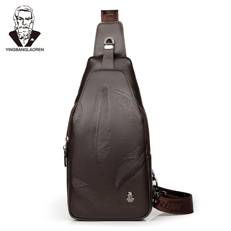 Men's Leather For The Elderly First Layer Men's Chest Bags