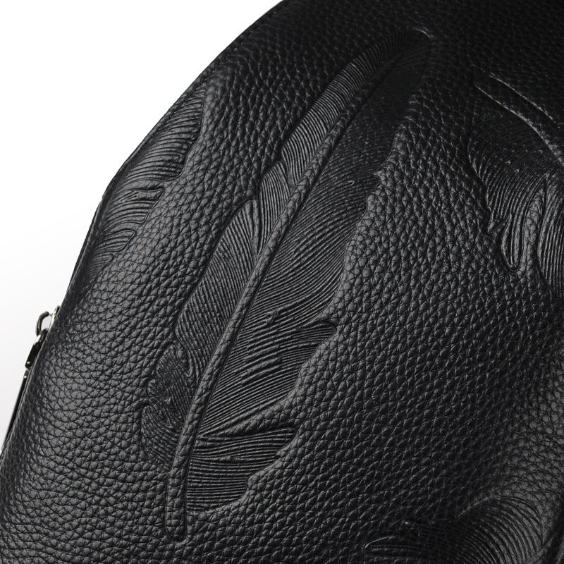 Men's Leather For The Elderly First Layer Men's Chest Bags