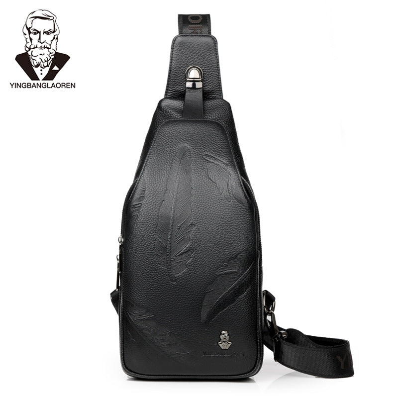 Men's Leather For The Elderly First Layer Men's Chest Bags