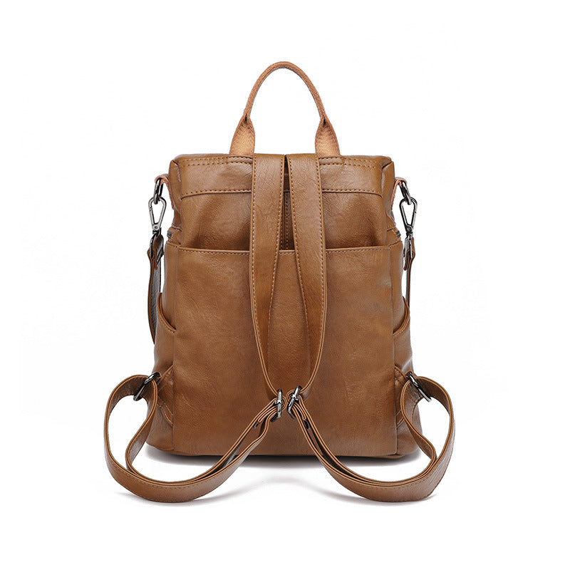 Women's Slouchy Fashionable Cowhide Soft Leather Backpacks