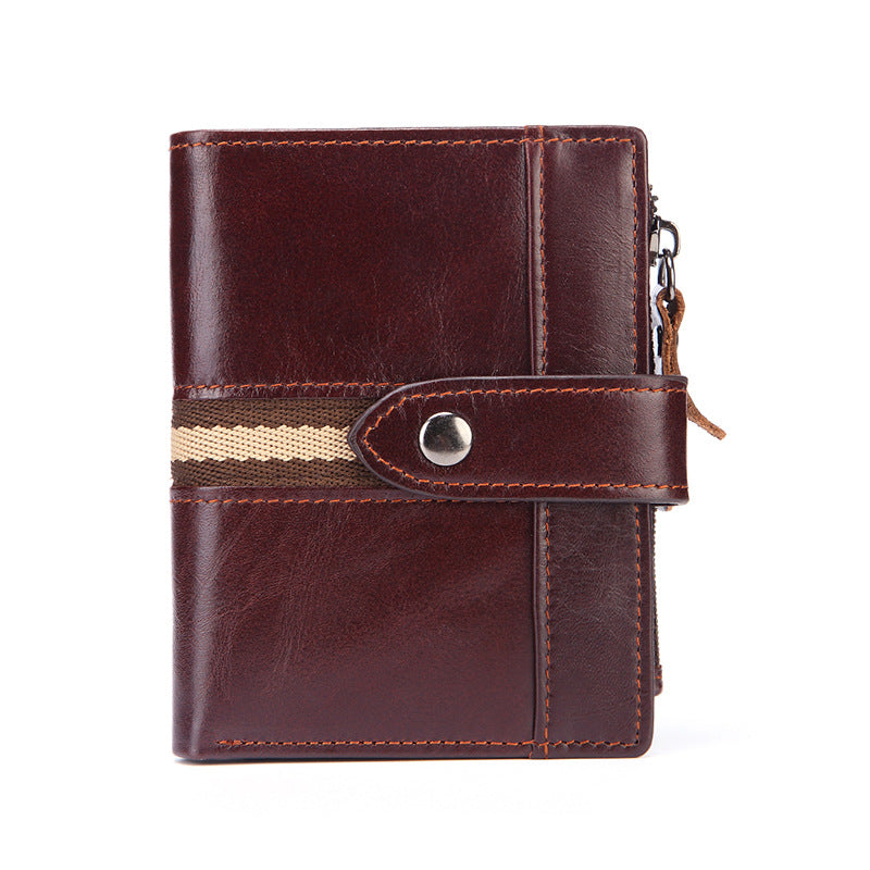 Women's & Men's & Vintage Oil Wax Genuine Leather Short Activity Men's Wallets