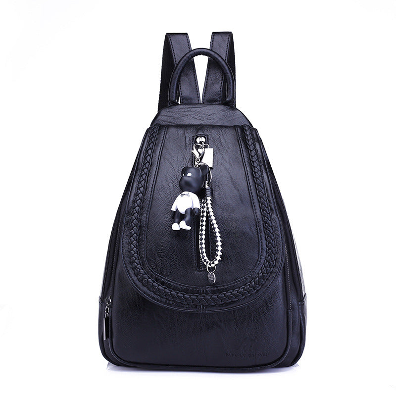 Women's Soft Leather Cow Korean Fashionable Versatile Backpacks