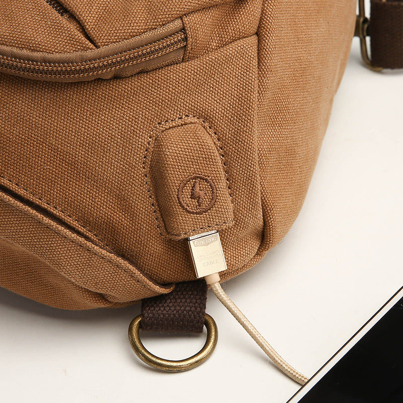 Comfortable Men's Canvas Korean Fashion Trendy Men's Chest Bags
