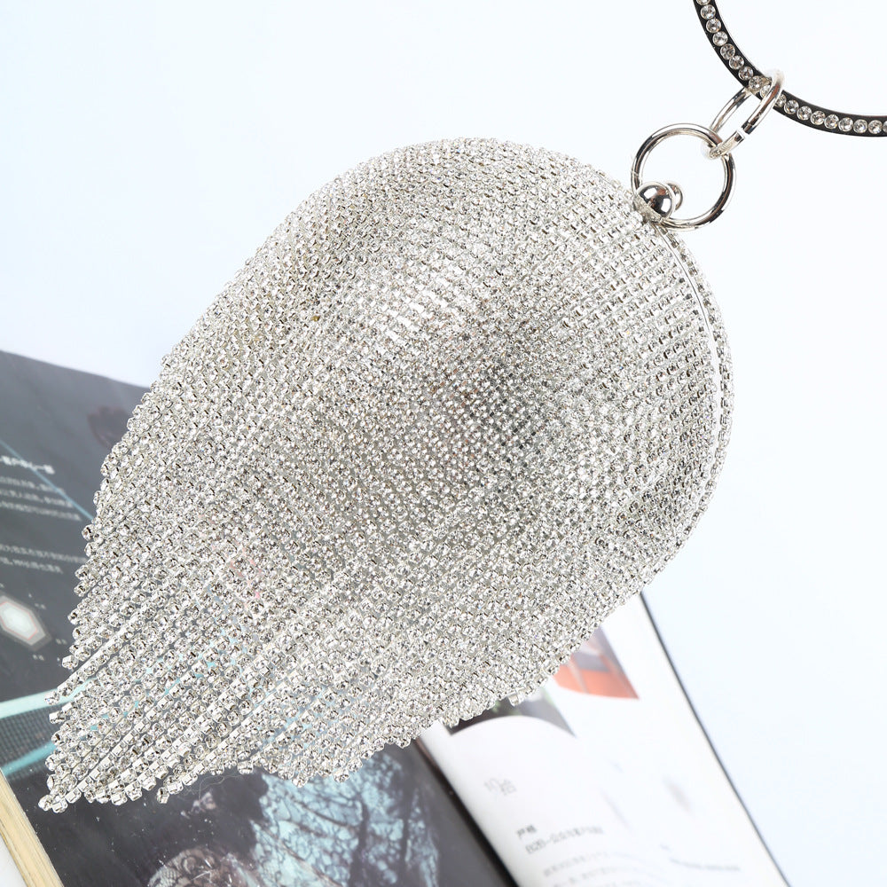 Women's Rhinestone Banquet Clutch Fringe Tape Bracelet Evening Bags