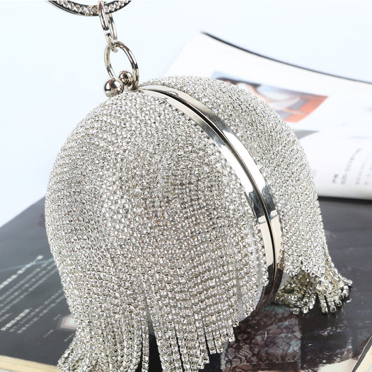 Women's Rhinestone Banquet Clutch Fringe Tape Bracelet Evening Bags
