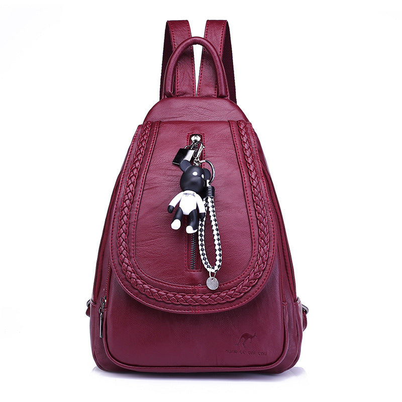 Women's Soft Leather Cow Korean Fashionable Versatile Backpacks
