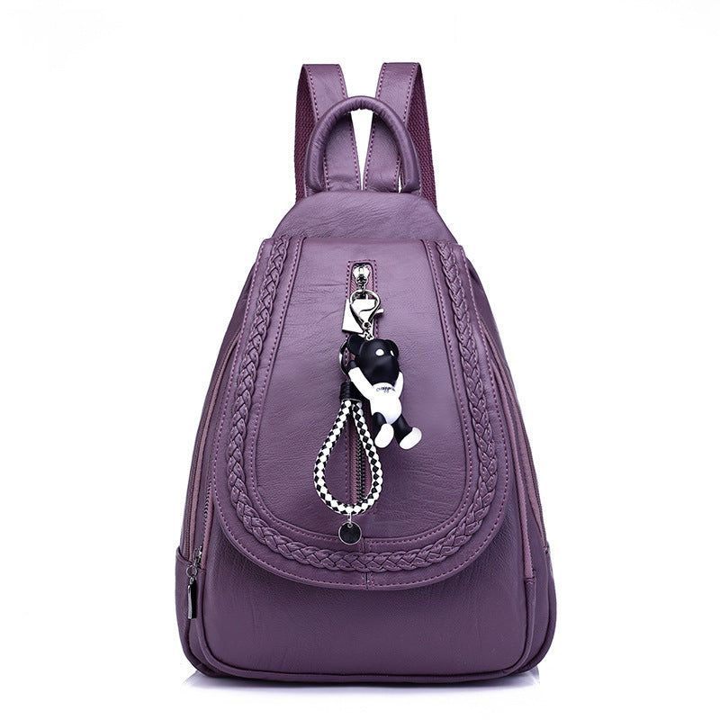 Women's Soft Leather Cow Korean Fashionable Versatile Backpacks