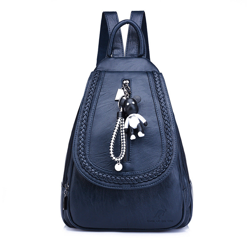 Women's Soft Leather Cow Korean Fashionable Versatile Backpacks