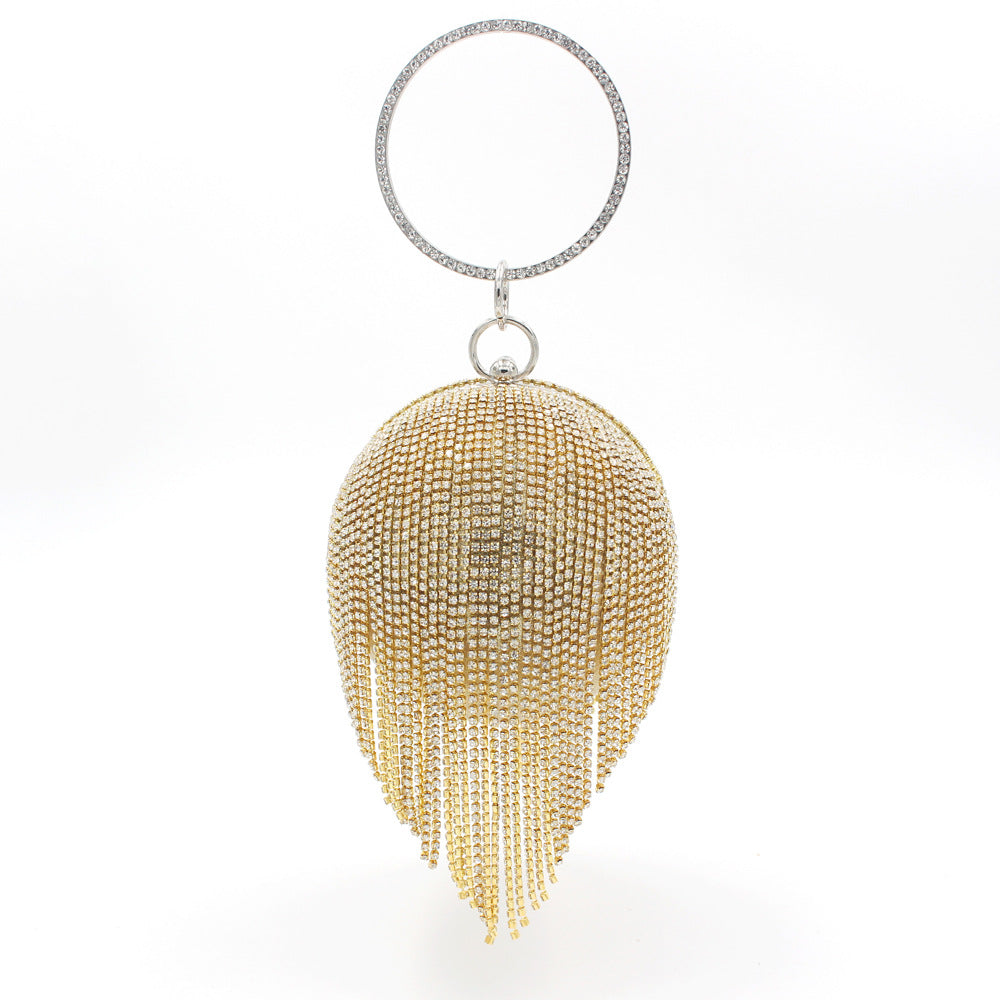 Women's Rhinestone Banquet Clutch Fringe Tape Bracelet Evening Bags