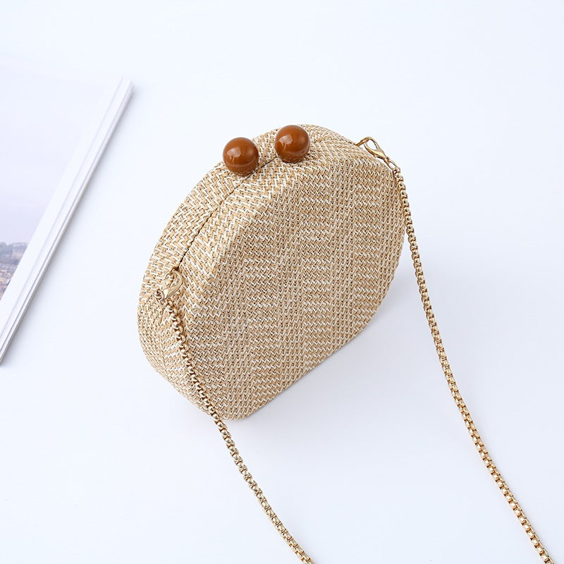Women's Woven Material Round Banquet Hand-held Evening Bags