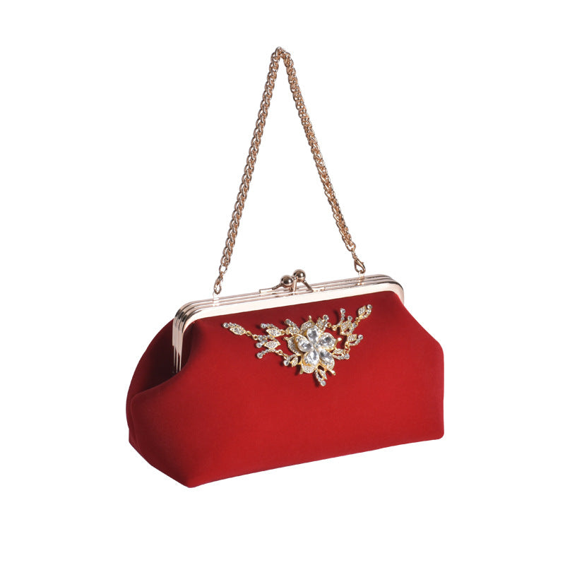 Women's Red Fashion Dinner Chain Lifting Double Bags