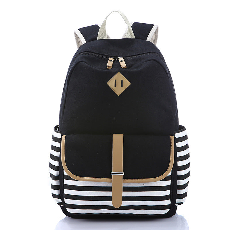 Canvas Navy Stripe College Style Computer Bags