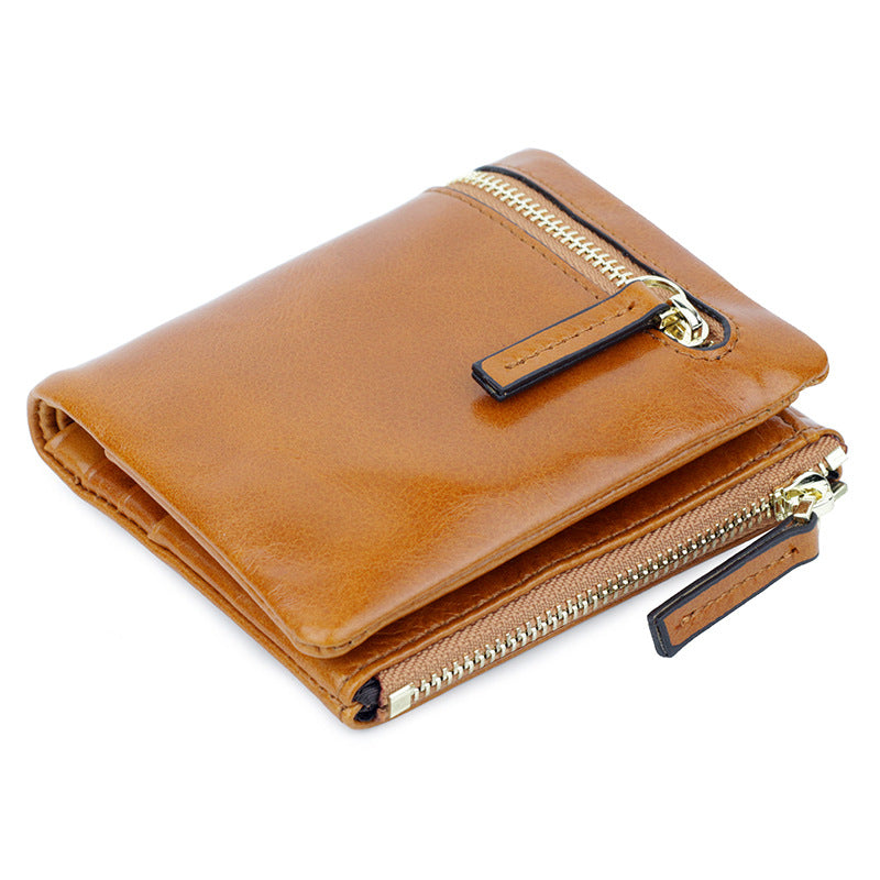 Women's Oil Wax Leather Short Fashion Ladies Wallets