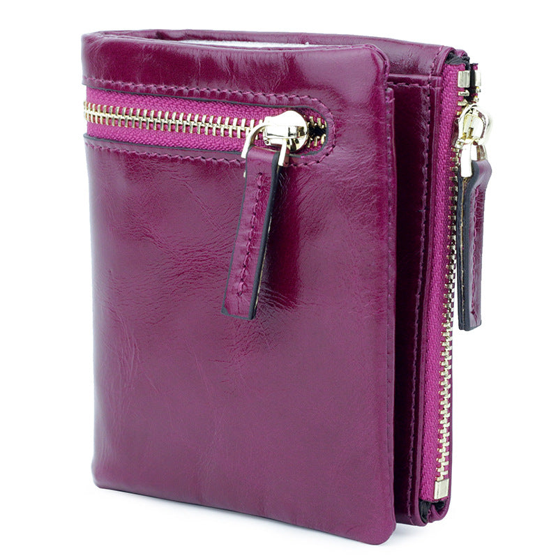 Women's Oil Wax Leather Short Fashion Ladies Wallets