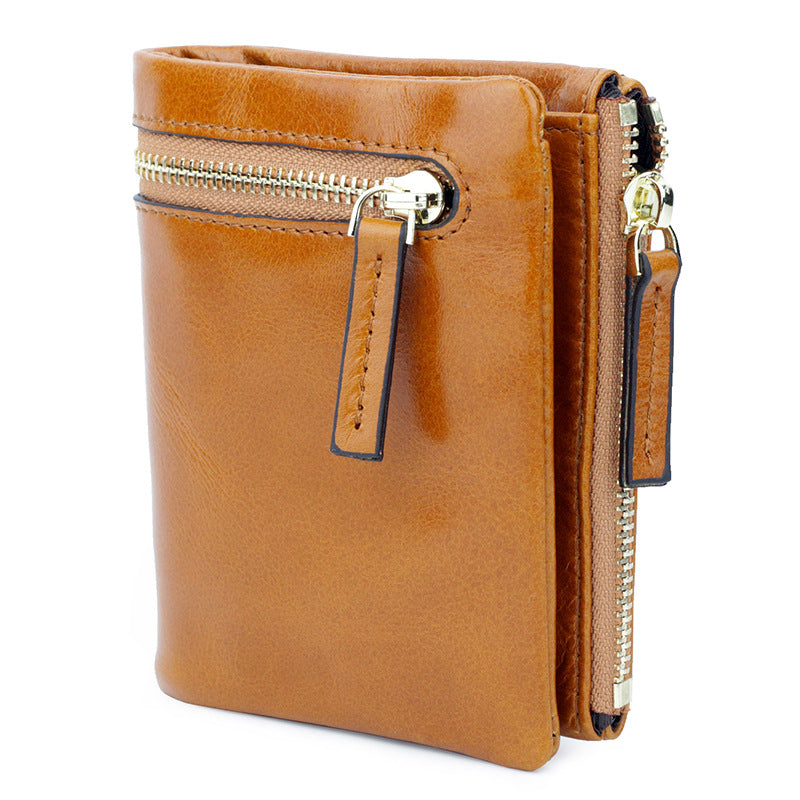 Women's Oil Wax Leather Short Fashion Ladies Wallets