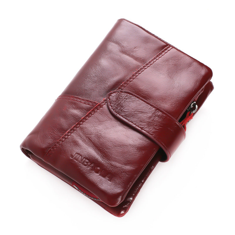 Men's First Layer Cowhide Vintage Zipper Leather Men's Wallets