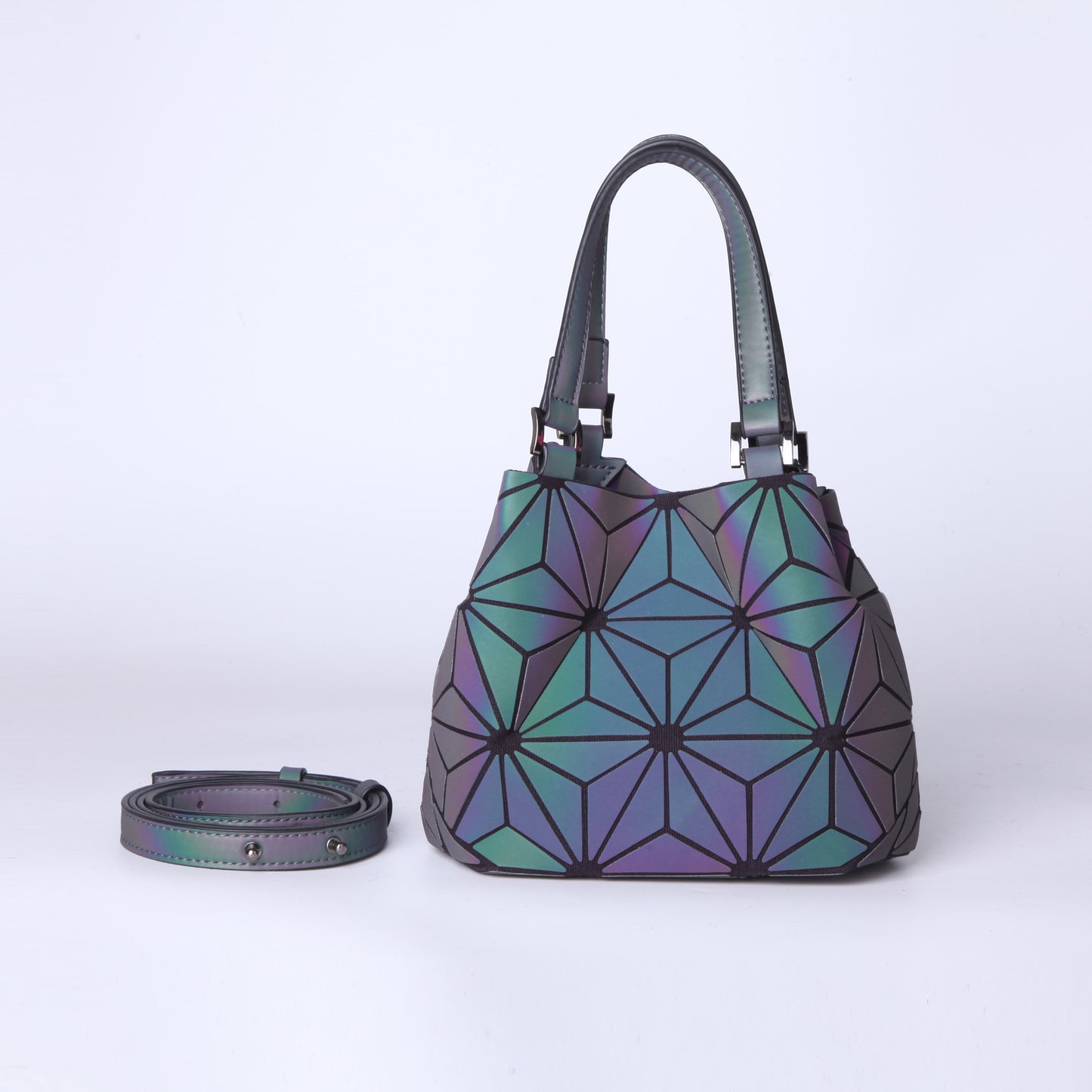Women's Geometric Luminous Size Rhombus Single Folding Handbags