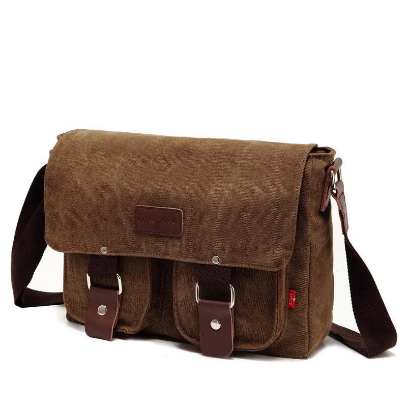 Men's Flying Grid Canvas Vintage Horizontal Unisex Men's Messenger Bags
