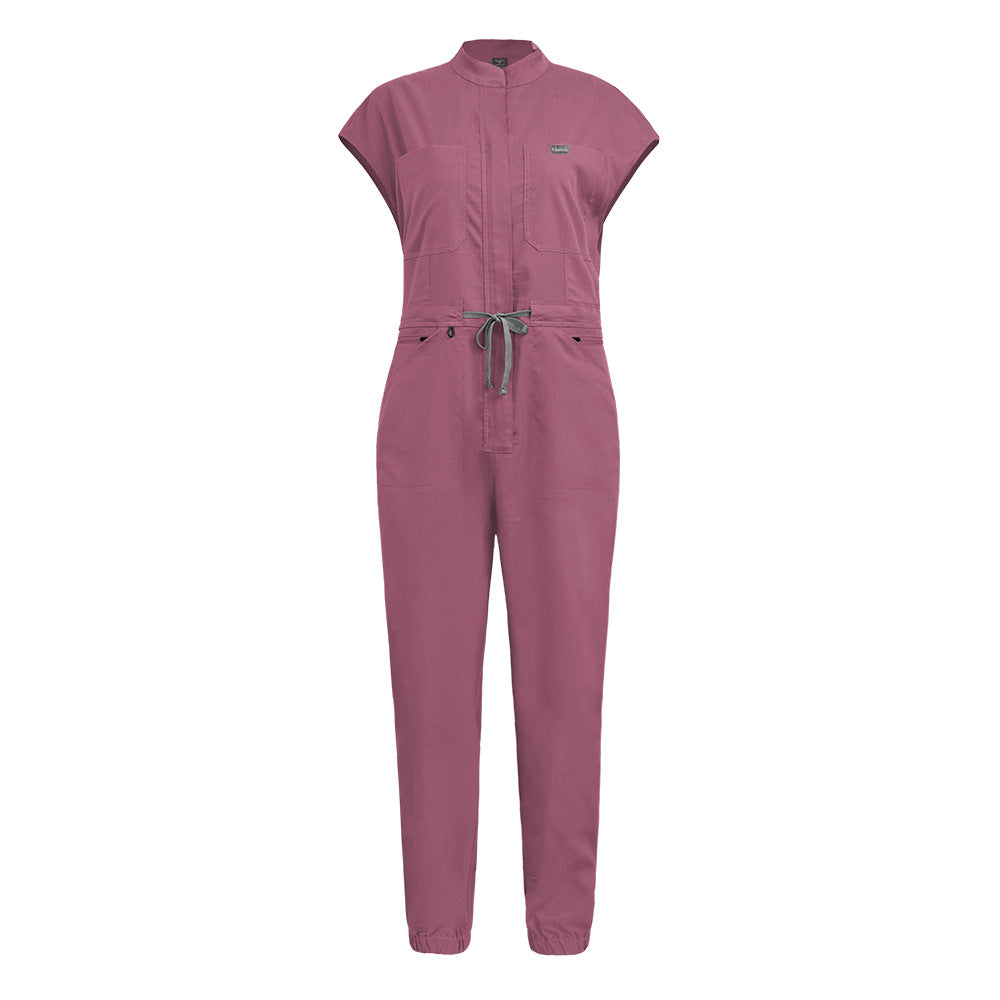 Medical Facial Scrub Stand Collar Flounced Sleeve Uniform