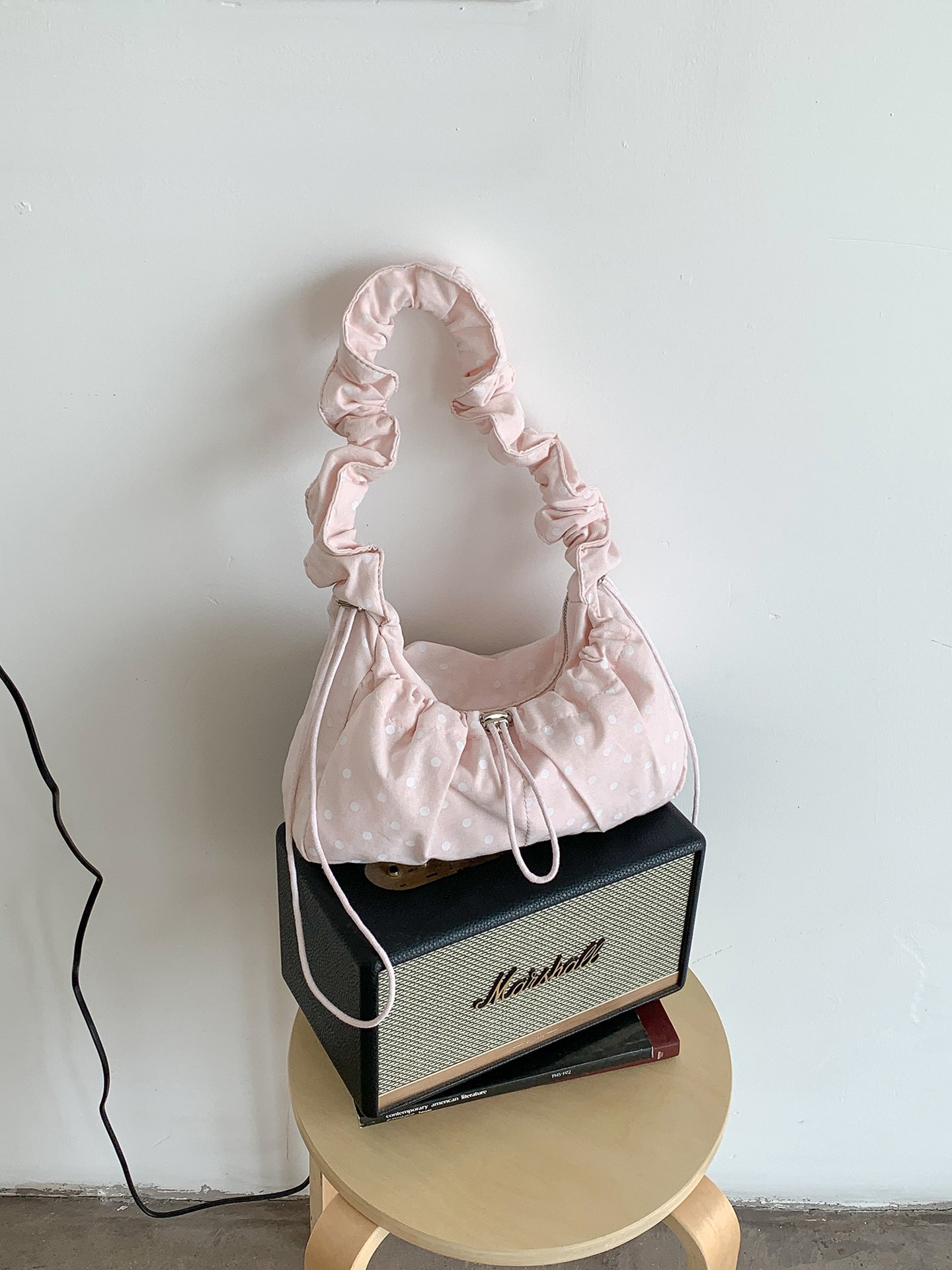 Women's Korean Style Polka Dot Fresh Drawstring Small Square Bags