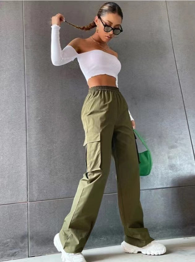 Belt High Waist Wide Leg Straight Suits