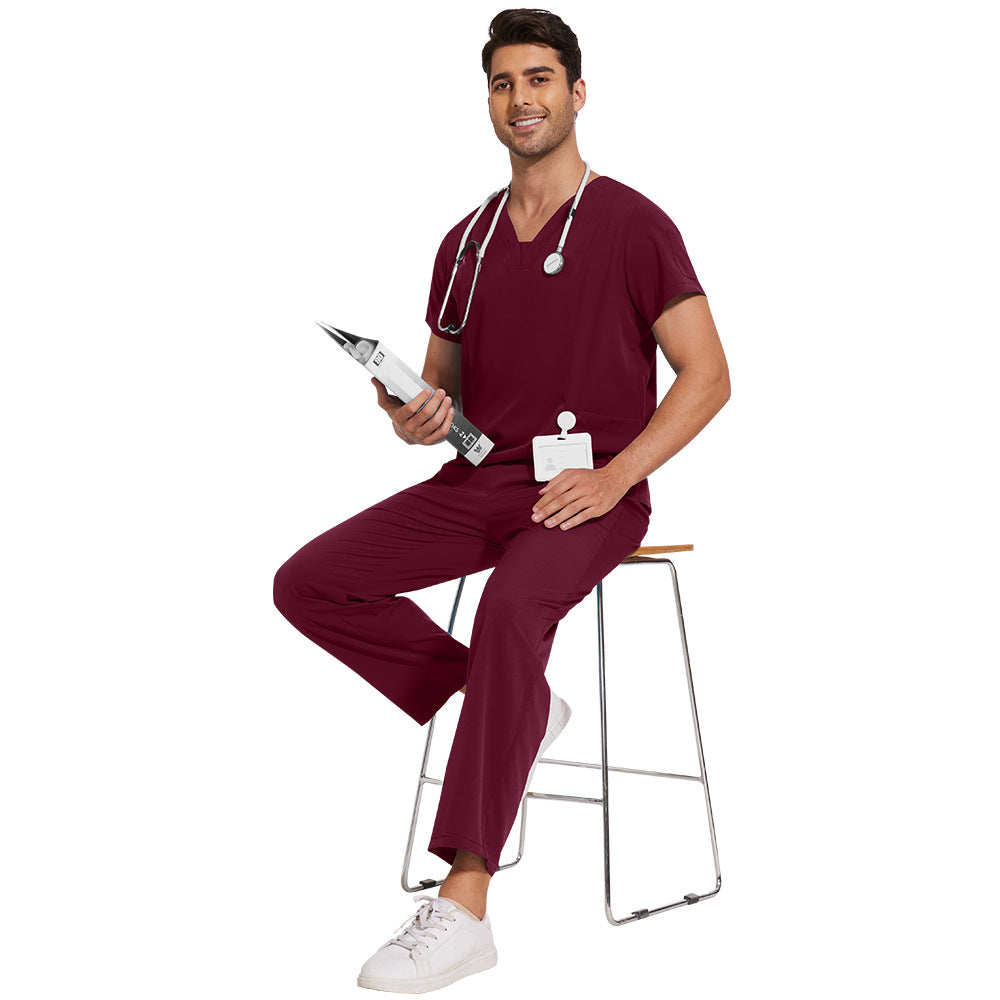 Men's Solid Color Thin Casual Comfortable Short-sleeved Trousers Uniform
