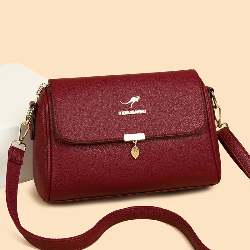 Women's Soft Leather Versatile Korean Mom Large Handbags